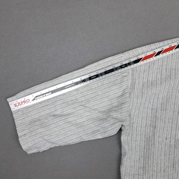 Eileen Fisher Cardigan Womens Large White‎ Black Linen Cotton Open Front Relaxed - Picture 10 of 13